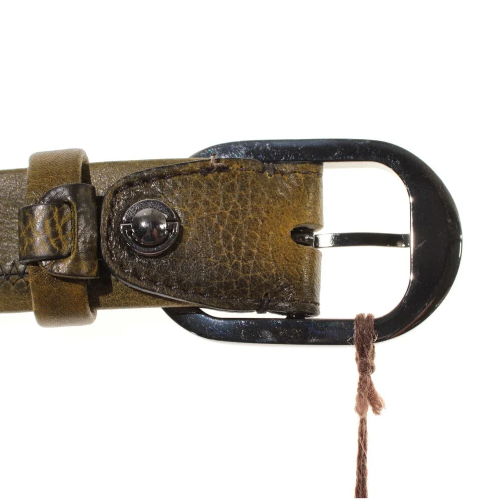 Di Bianco NWT Cut to Size Dress Belt In Green Pebbled Leather One Size